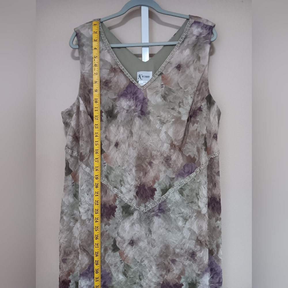 K Woman Women's (Size 24W) Green/Purple Floral Two-Piece Dress Set (NWT) - Picture 15 of 16